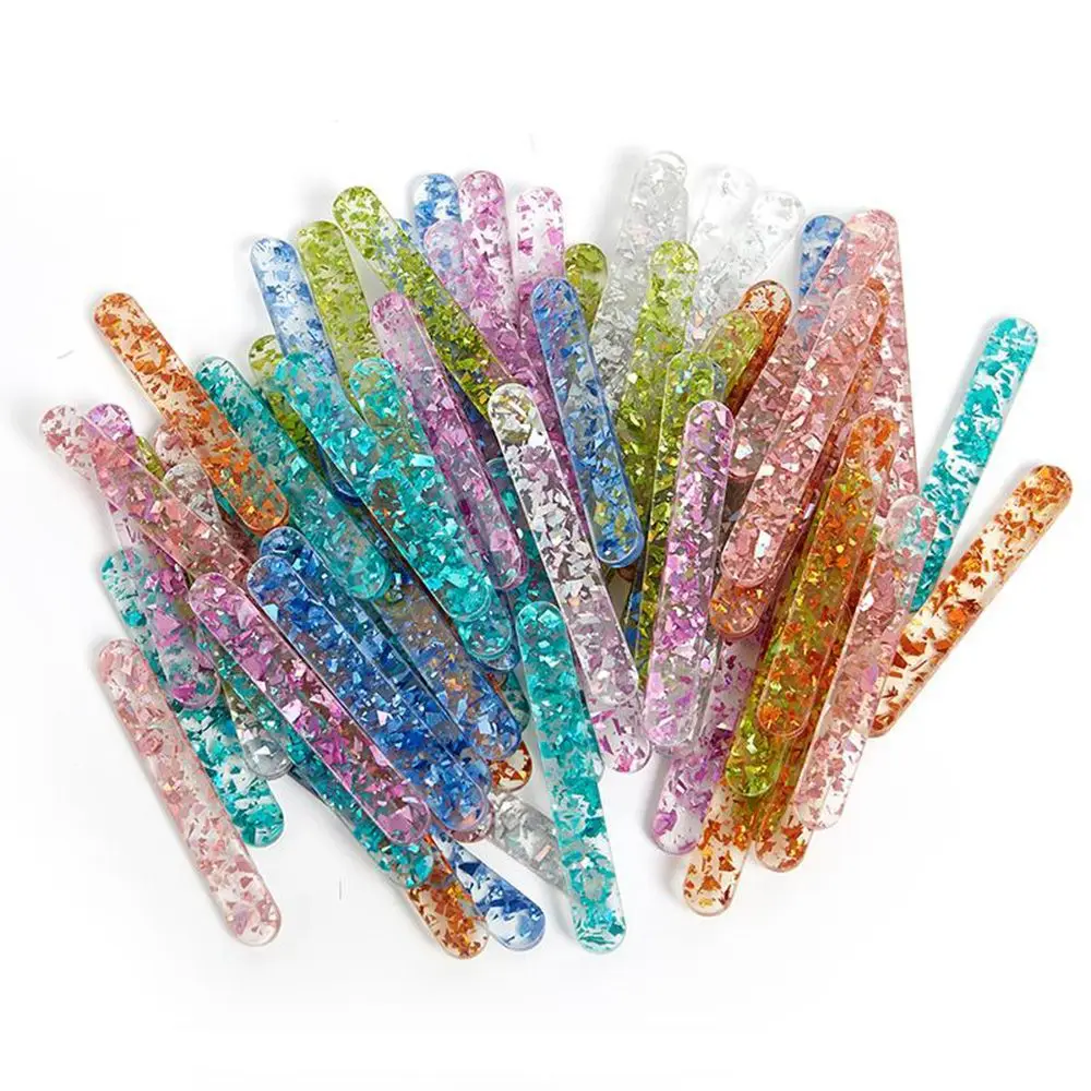 10PCS Clear Sequins Reusable Popsicle Sticks Ice Cream Sticks Acrylic Cakesicle Sticks For Ice Pop Candy Ice Creamsicle Cake