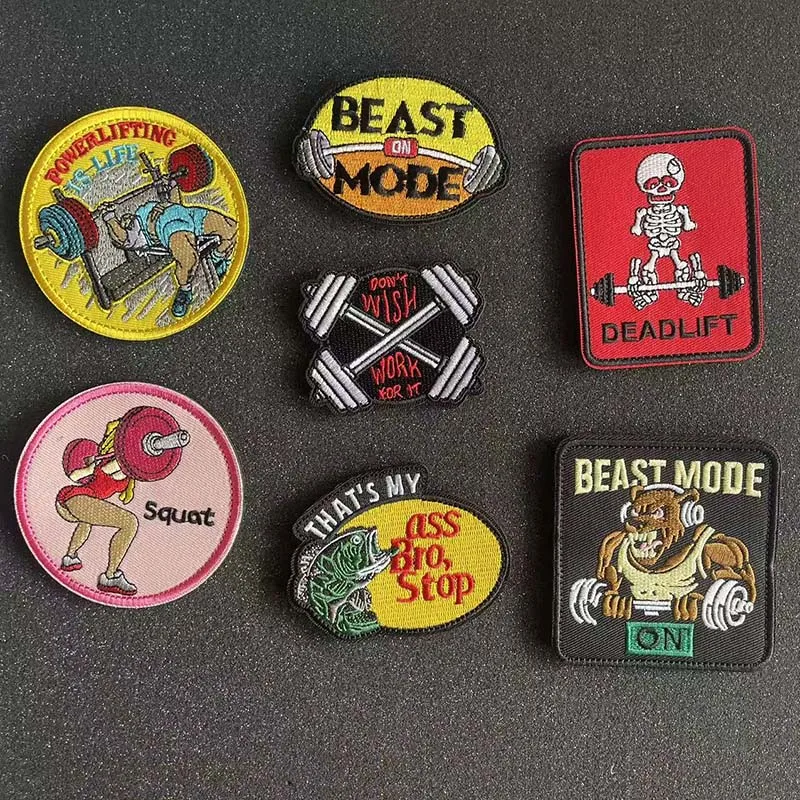 Beast Mode Funny Animals Dumbbell Fitness,Power Lifting,Squat Tactical Backpack Patches,Clothes Applique Embroidery Morale Badge