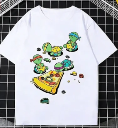 Nick Channel Bestseller - Ninja Turtles Cartoon Series Print Cotton T-Shirt - Boys' and Girls' Size - Baby Children's Top