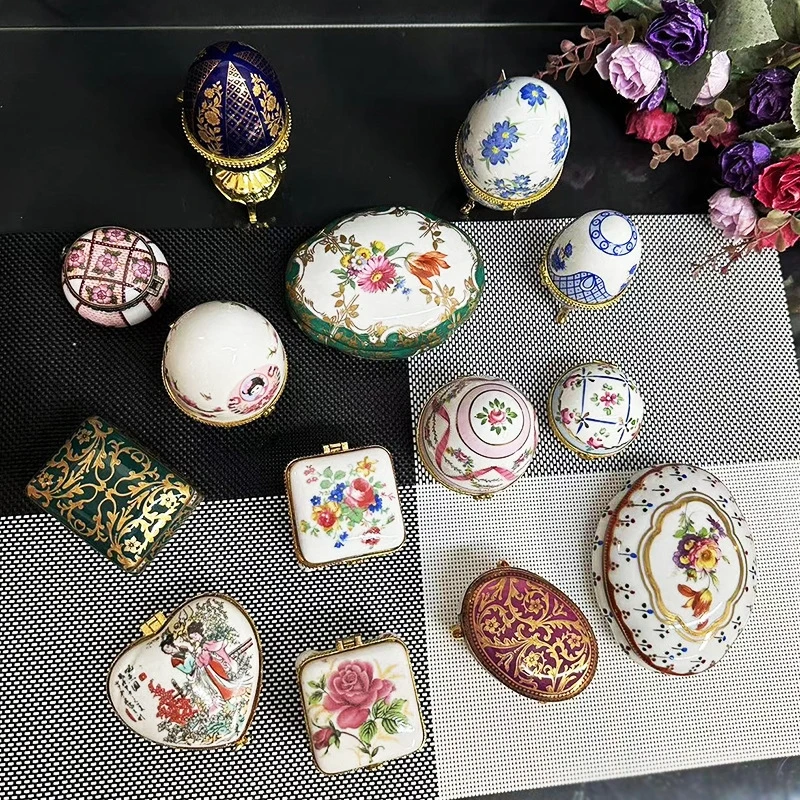 Ceramic Flower Jewelry Storage Box Vase Organizer With Lid Elegant Floral Trinket Box For Women Home Decor Centerpiece Gift