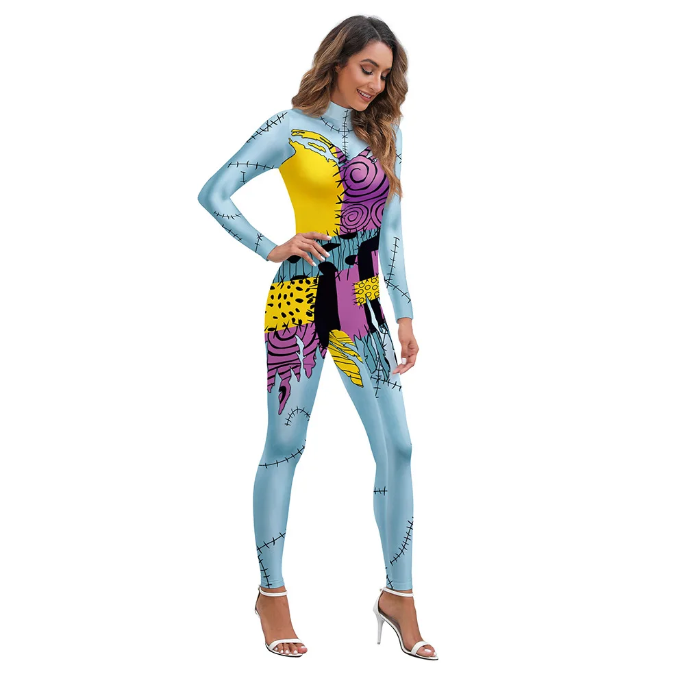 Der Albtraum Cosplay Skinny Jumps uit vor Weihnachten Sally Kleid Stram pler Frauen Kostüm Jack Skelli ngton Bodys Halloween