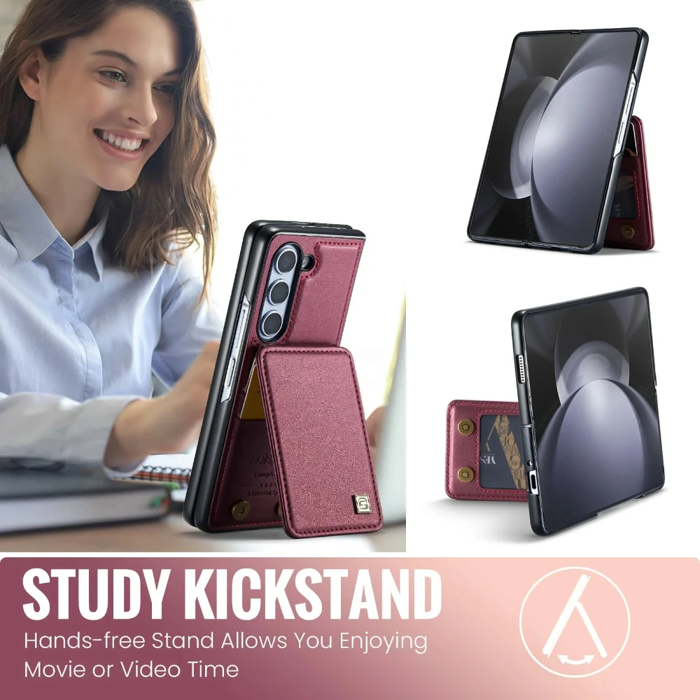 Magnetic Leather Phone Cover for Samsung Galaxy Z Fold7 Fold6 Fold5 Stand Phone Case Anti Fall Cards Bag Bumper Case Shell