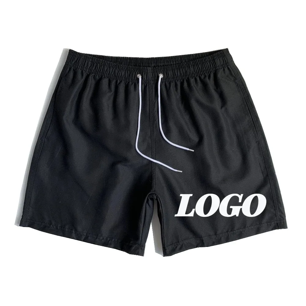 Custom LOGO Summer Men\'s Shorts with Lining Sport Casual Fitness Breathable Training Drawstring 14 Colors Loose Male Beach Pants