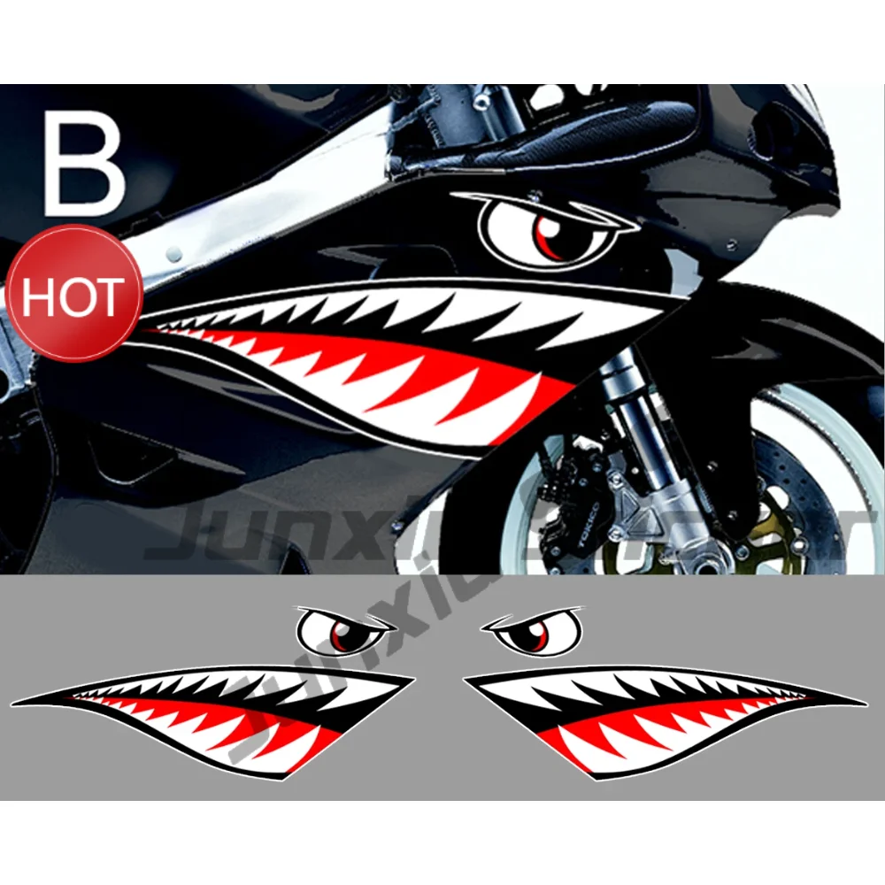 MOTO 2 X Dent Requin Super Sport Sa129B Waterproof Vinyl Decal Car Sticker For Auto Bumper Window Outdoor Decoration