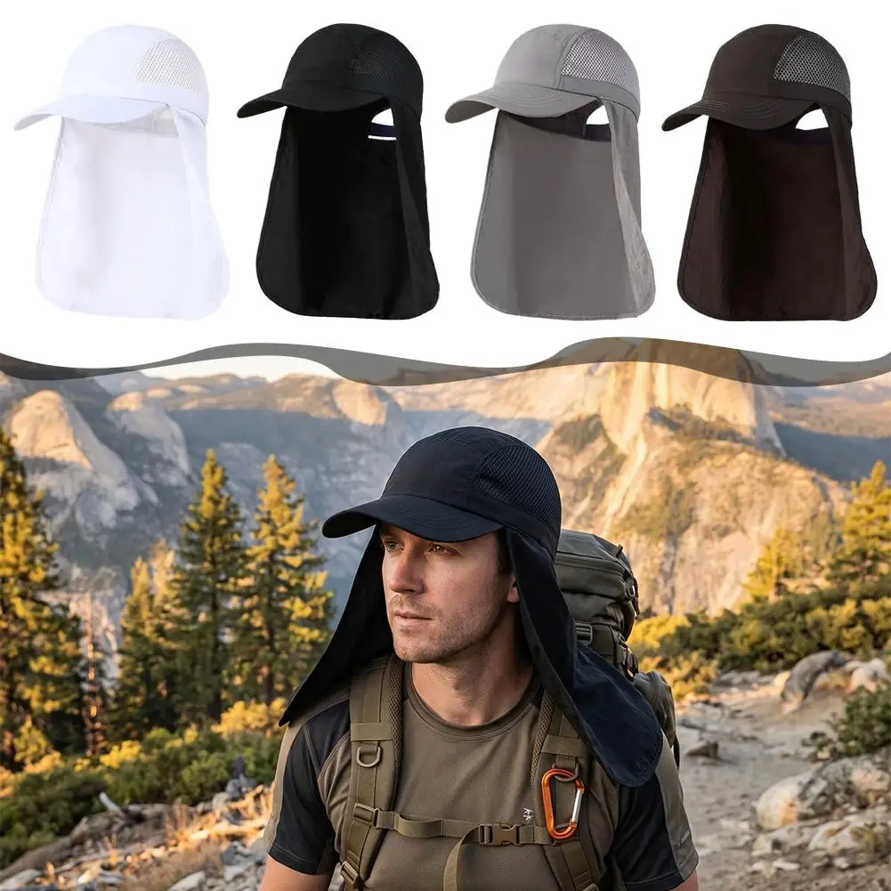 Fishing Cap With Detachable Neck Flap UPF 50+ Anti UV Waterproof Quick Dry Breathable Foldable Adjustable Fisherman Hat