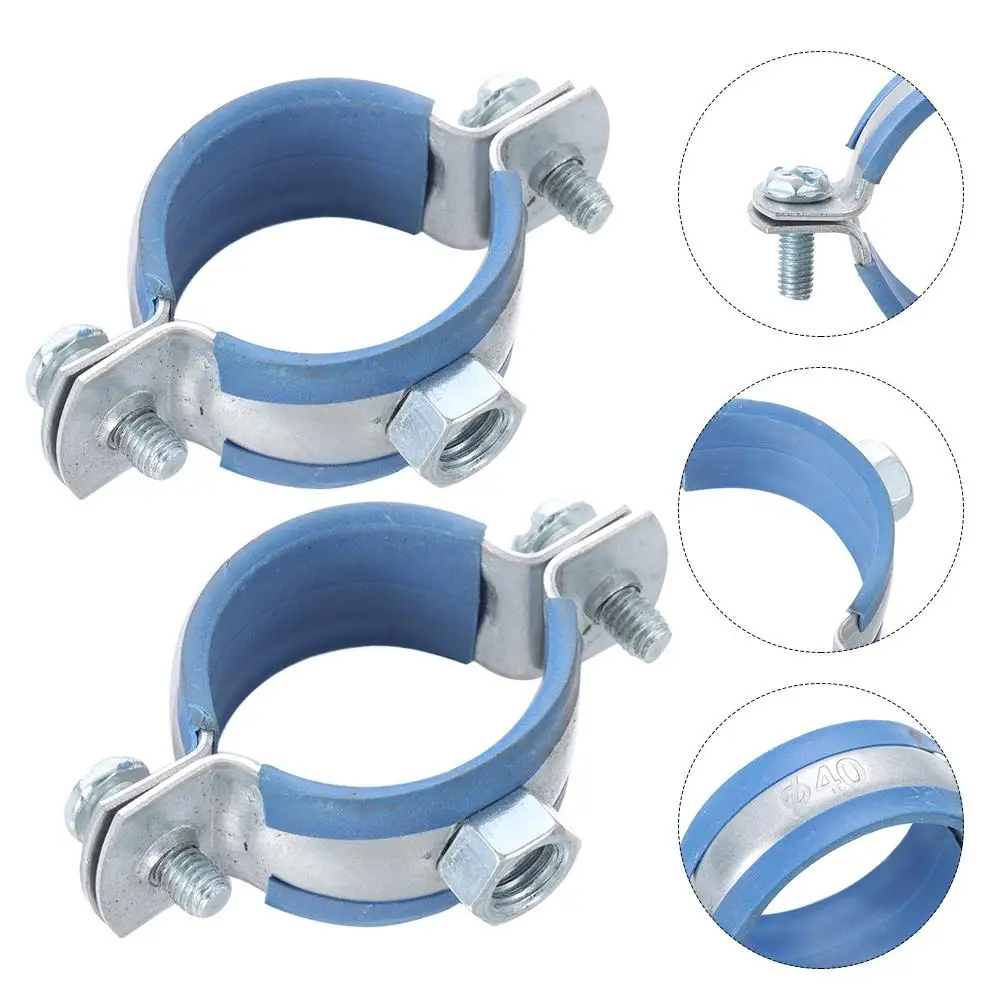 1Pcs Fastener Hardware Round Hose Clamp Nut Hoop Pipe Fitting Suspension Pipe Holder Carbon Steel Rubber 20/25/32/40/50/63mm