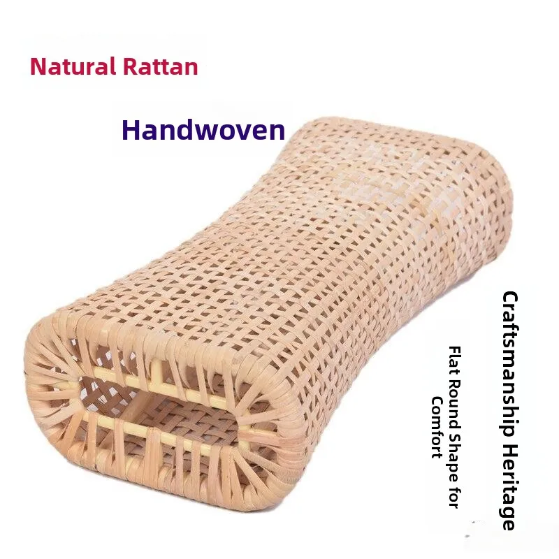 

Handmade Natural Rattan Pillow Hollow Core Pillow Cooling Mat Pillow Bamboo Material Breathable Support for Adults