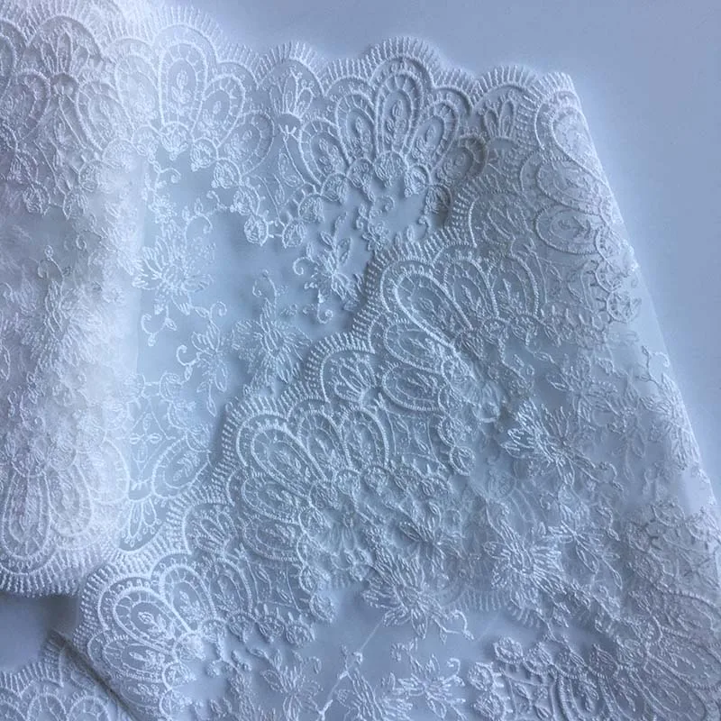 

20Yds Two Tone White Floral Embroidered Lace Trim For Sewing Clothes Accessories Lingerie Bra Dress Underwear Fabrics