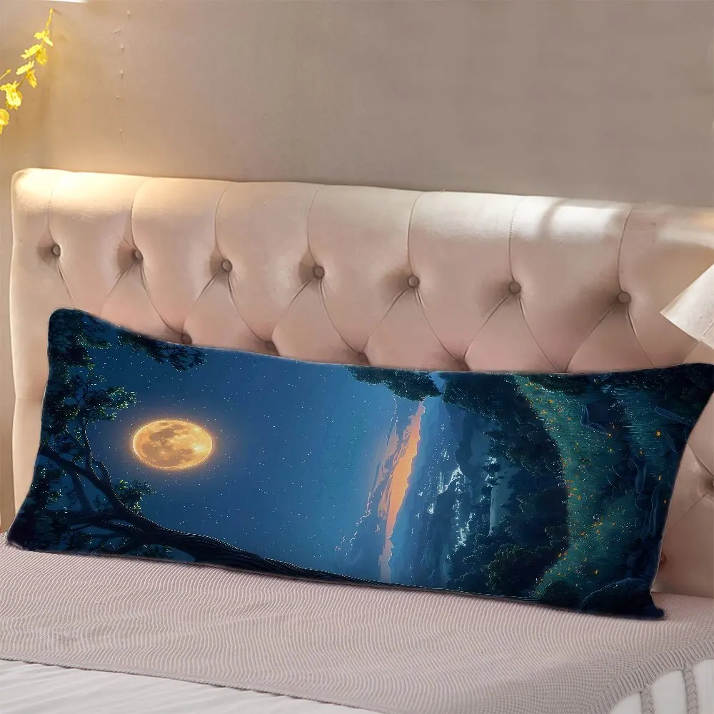 Moon 1pc Full Body Support Pillowcase, 20x54 Inches - Double-Sided, Breathable and Comfortable, Suitable for Side, Back, and Sto