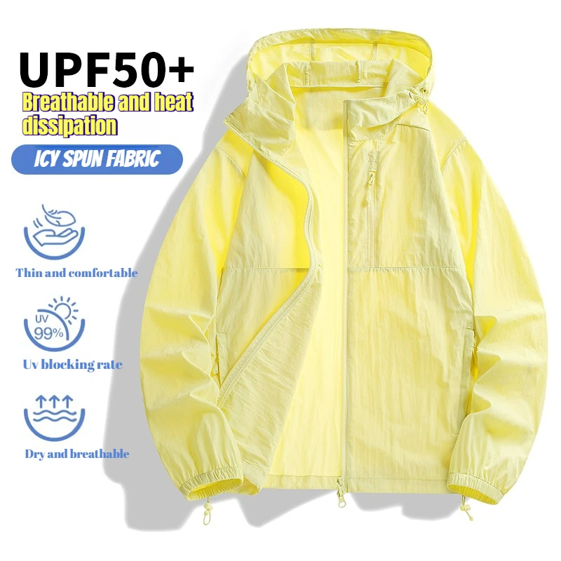 

Maxbarley 2026 Cool Sunscreen Jacket Men Fashion Breathable Zipper Pocket Skin Windbreaker Summer Outdoor Riding UV Hooded Coats
