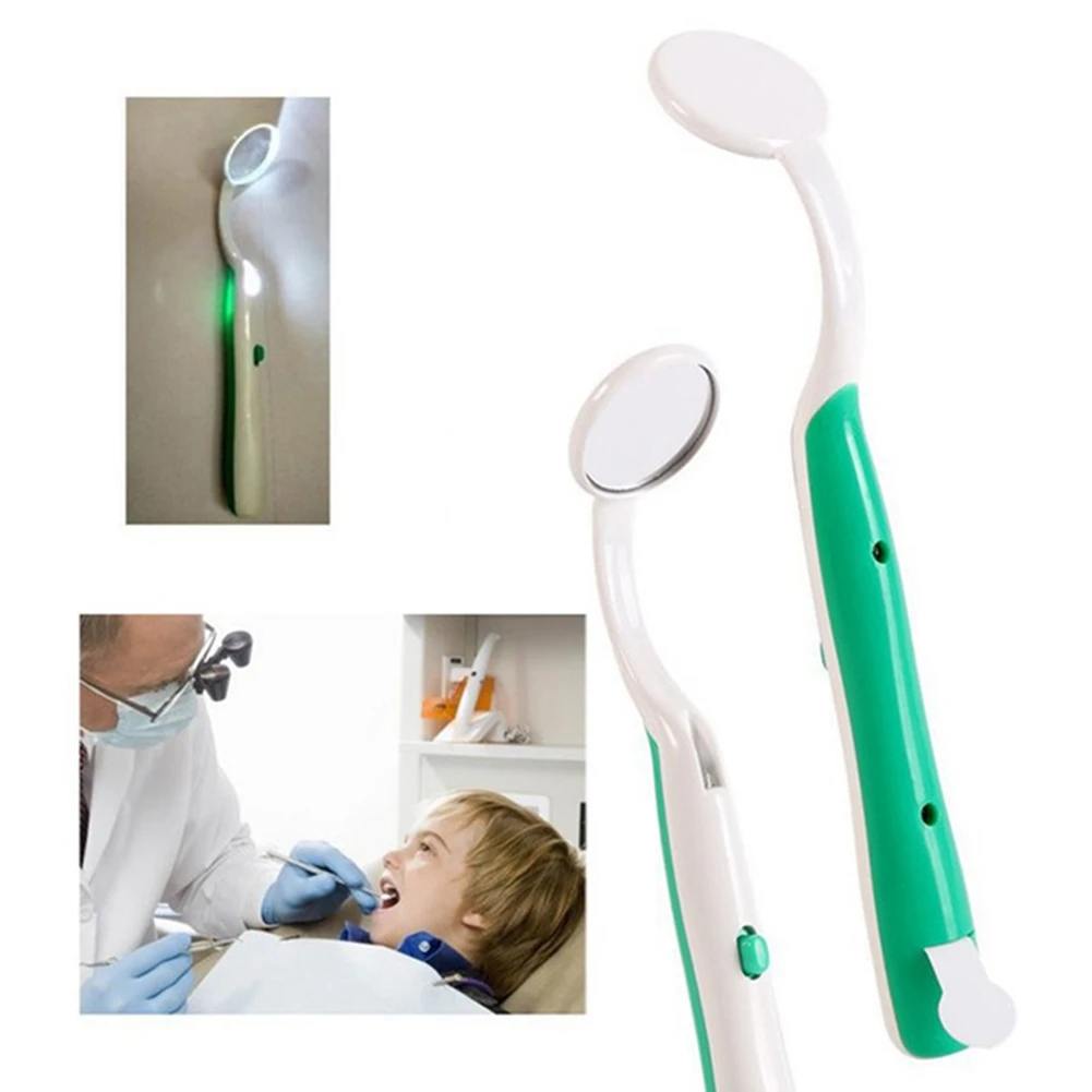 

A61I 2 Pcs Led Light Teeth Oral Mirror Mouth Mirror Illuminated Tooth Care Tool, Green & Pink