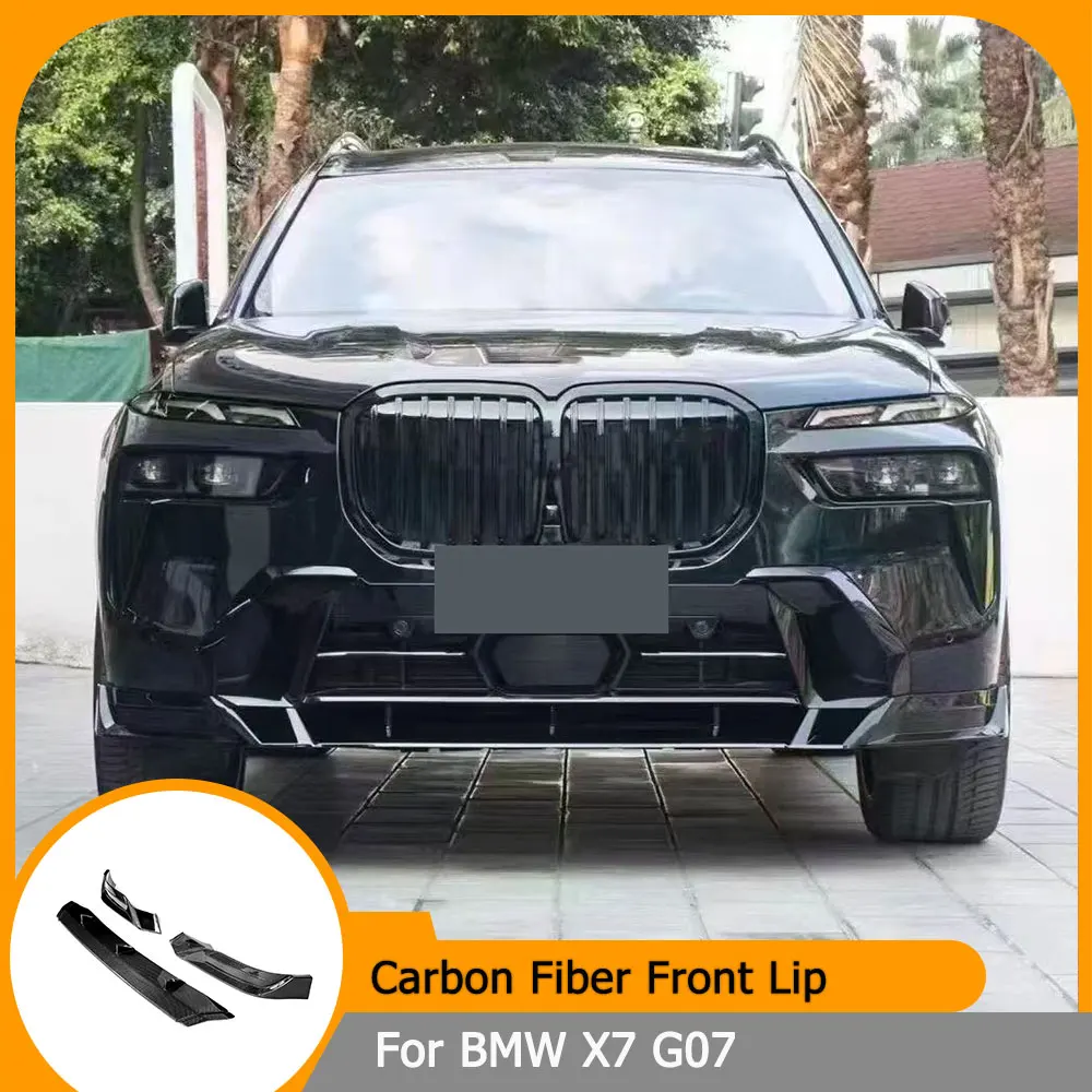 

Car Front Bumper Lip Spoiler For BMW X7 G07 M Sport 2019-2022/2023+ Carbon Fiber Front Lip Chin Aprons Splitters Body Kit