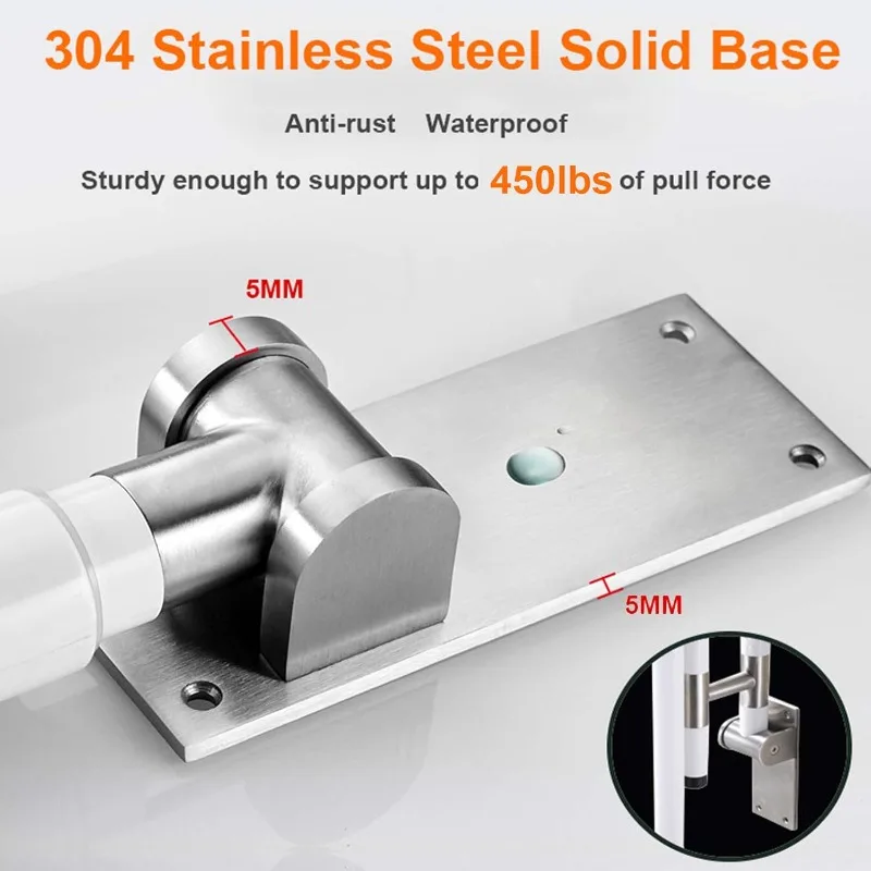 Foldable Toilet Grab Bar 304 Stainless Steel Shower Handrails Anti Slip Bathroom Seat Support Bar Flip-Up Bathtub Grab Arm