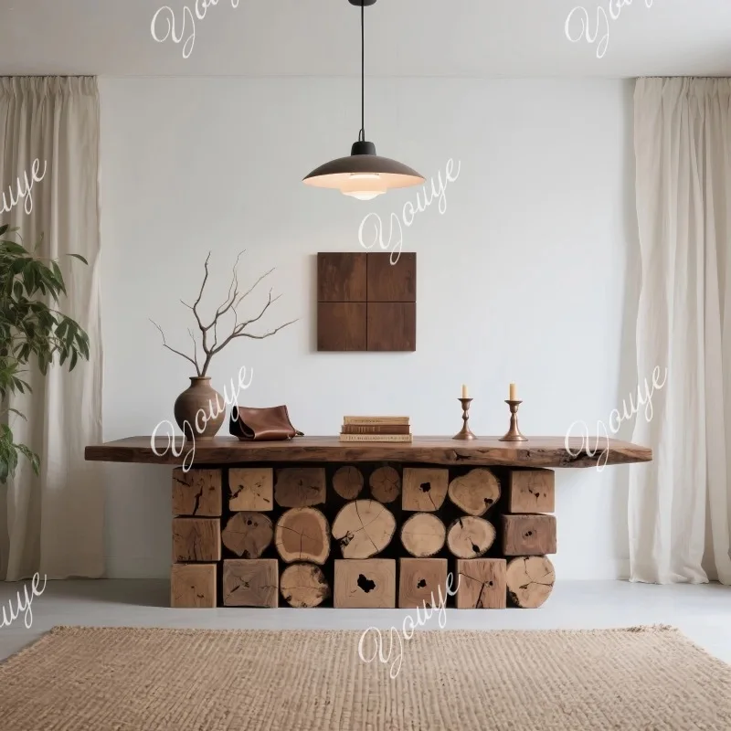 Pagina di cassa in legno massello Banco reception clubhouse retrò Log Tavolo reception bar creativo B&B lobby dell'hotel