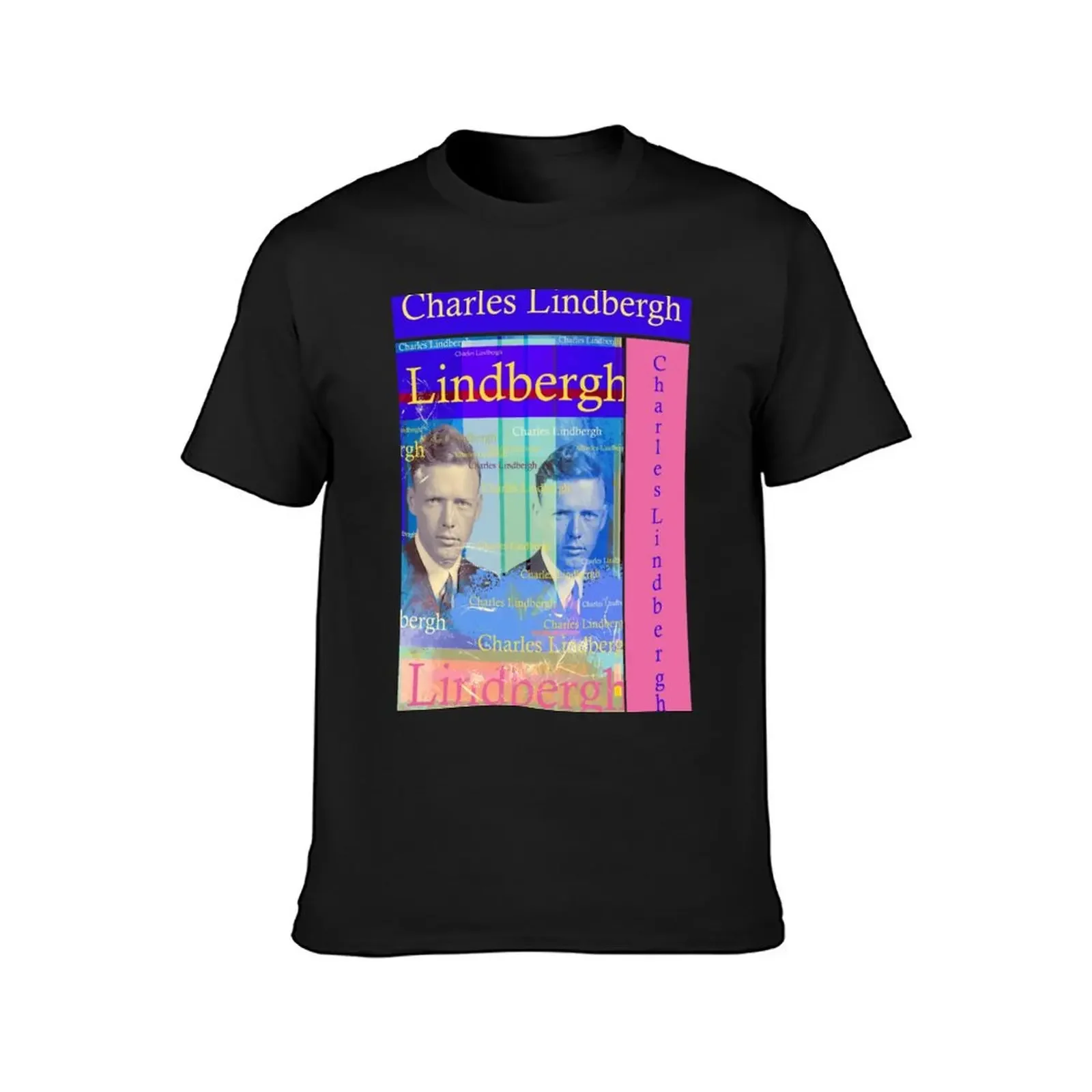 beautiful portrait of the pilot Charles Lindbergh T-Shirt basketball graphic tees plus size tops mens workout shirts