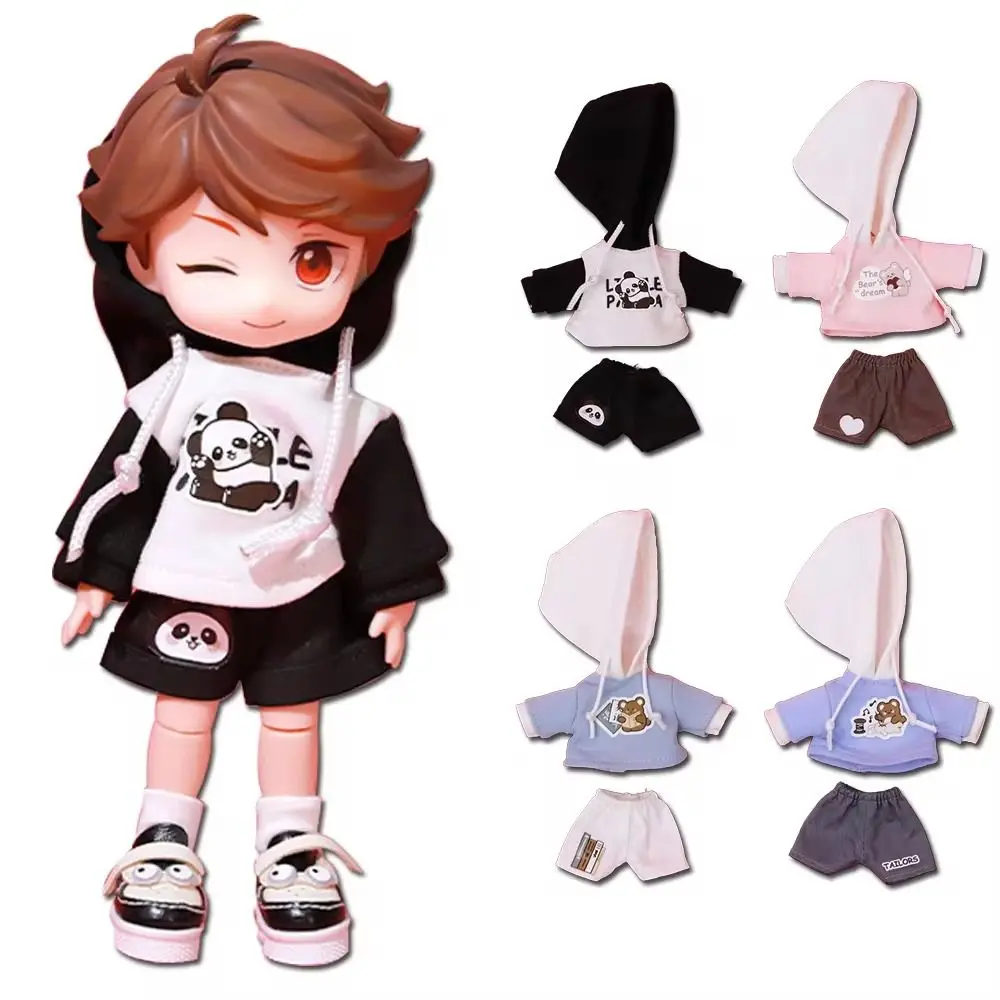 

OB11 Dolls Dress Up DIY Dolls Accessories Fashion Sweatshirt Shorts Set Bear Pattern 1/12 Bjd Doll Hoodie Kids Toy Gift