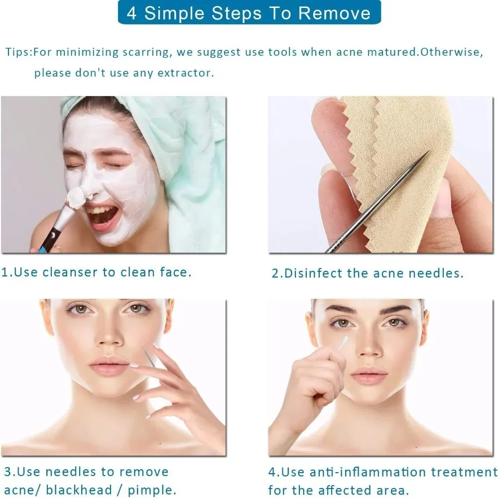 الفولاذ المقاوم للصدأ حب الشباب كليب بثرة إبرة مزيل الرؤوس السوداء الملقط Comedone النازع الوجه صالون تجميل أدوات العناية بالبشرة #6