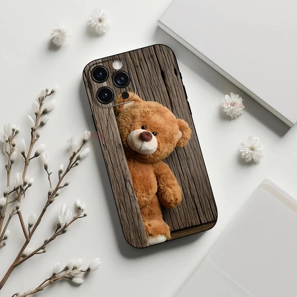 Cute Bear Design Mobile Case for iPhone 17 16 15 14 13 12 11 Pro/ Max/Plus All-inclusive Frosted Soft Case