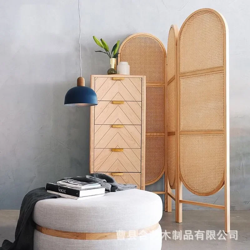 Manufacturers supply living room office rattan art screen rattan folding screen mobile screen folding decoration partition entra
