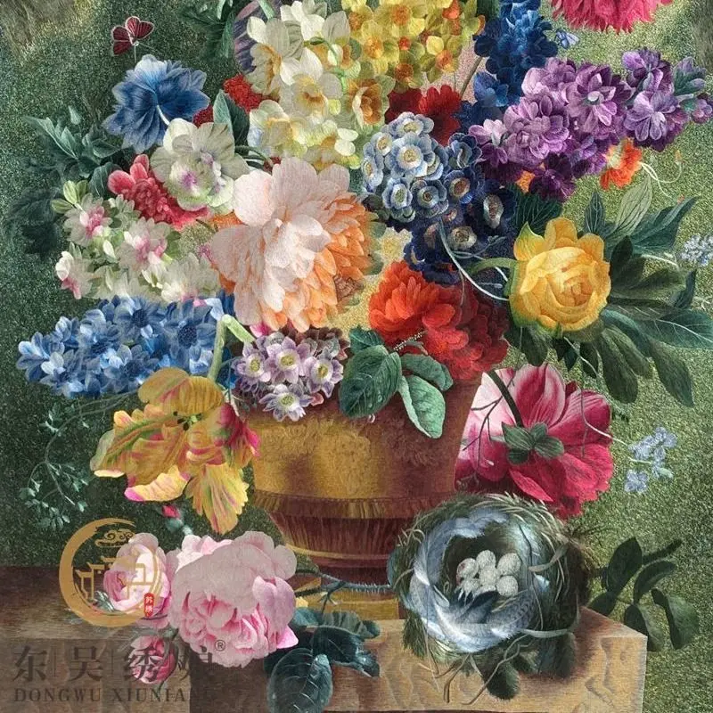 Pure handmade boutique 2 silk thread with frame Suzhou embroidery embroidery European flowers