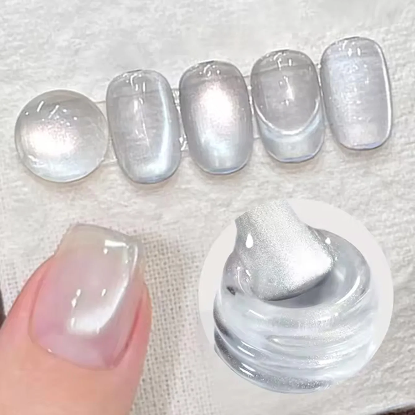 2026 New MIANEL White Nails Popular Strobe Glass Bead Joker Cat Eye Gel Nail Polish Nail Supplies UV Light Nails