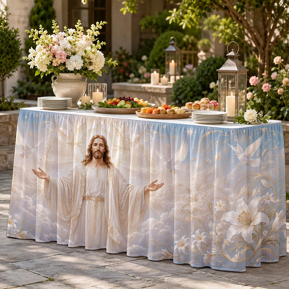 One tablecloth for religious wedding altar decoration, church event Communion ceremony, dinner party, and party celebration.