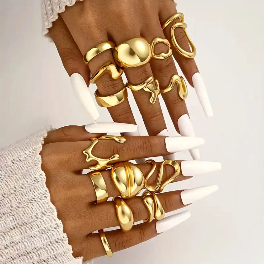 20/30 قطعة/الوحدة سحر الموضة بسيطة هندسية غير النظامية خط المفتوحة خواتم للنساء مزيج نمط أصابع مجوهرات اكسسوارات هدية حفلة #6