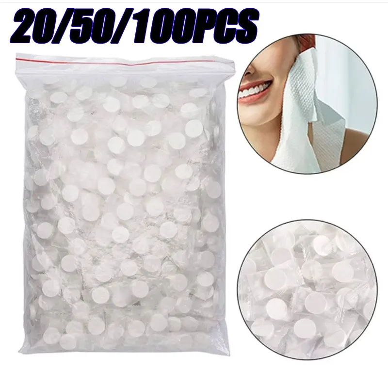 20/50/100PCS Disposable Compressed Towels Facial Tissue for Travel Makeup Portable Disposable Mini Coin Tissue Compressed Towel