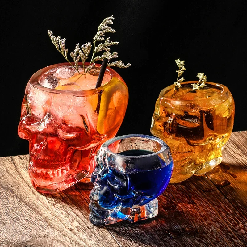 Halloween Household Skull Head Glass Teacup  Transparent Crystal Coffee Juice Mug Drinking Bar Club Whiskey Wine Beer Cup