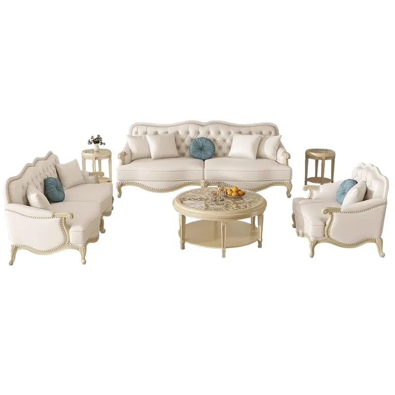 LMM European light luxury solid wood post-modern leather sofa luxury princess corner sofa combination