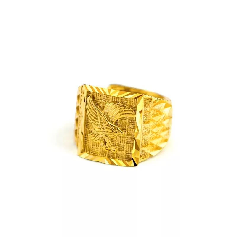 Punk Rock Eagle Men 's Ring Luxury Gold Color Resizeable To 7-11 Finger Jewelry