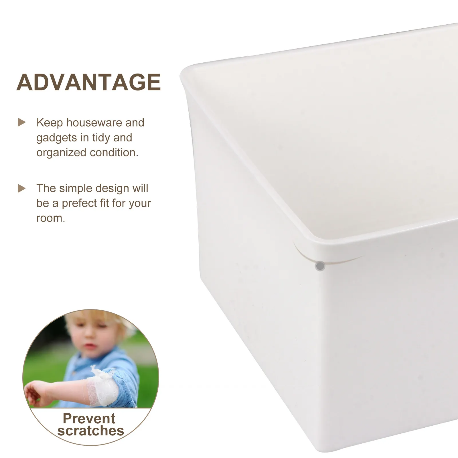 

2Pcs Plastic Sundries Storage Boxes Compact Design for Office Desk Bedroom Organizer Heavy Duty Household Storage Container