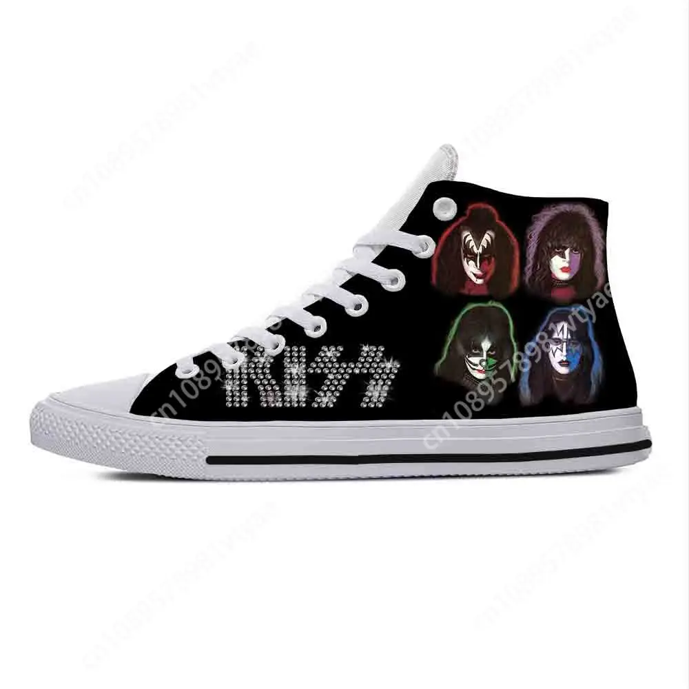 Heavy Metal Rock Band Music Singer Kiss Fashion Casual Cloth Shoes High Top Lightweight Breathable 3D Print Men Women Sneakers