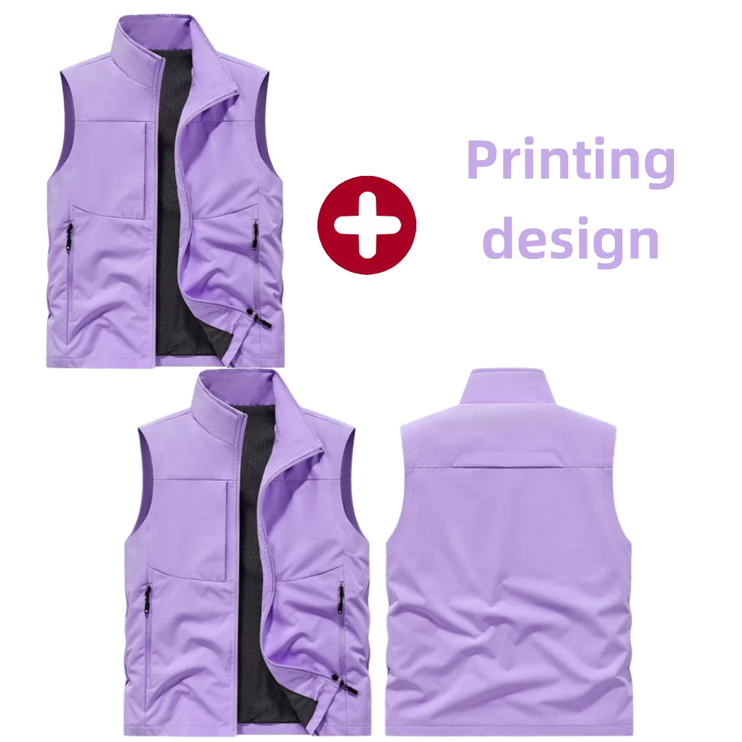 Printing Logo 2026 Men's Casual Mesh Vest Multi-pocket Multifunctional Outdoor Casual Photography Fishing Jacket