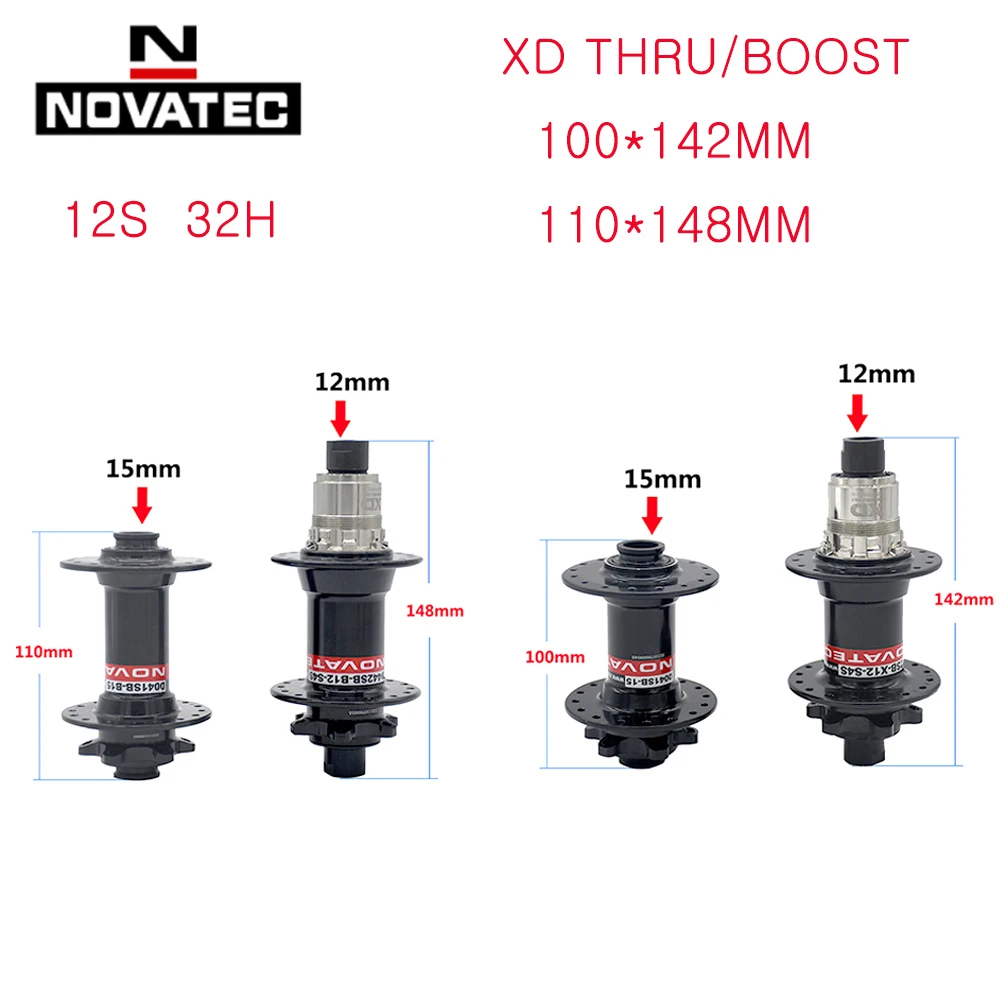 NOVATEC XD 32H MTB Bike Hub Cassette11-12 Speeds Thru Axle 100*142mm/BOOST 110*148mm Cube 11-12V Sram XD 11s 12s Bicycle Freehub