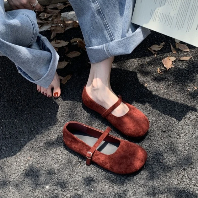 الخريف تصميم المرأة مريحة ماري جين أحذية موجزة الضحلة جولة تو أحذية السيدات الراحة لينة وحيد الأحذية المسطحة