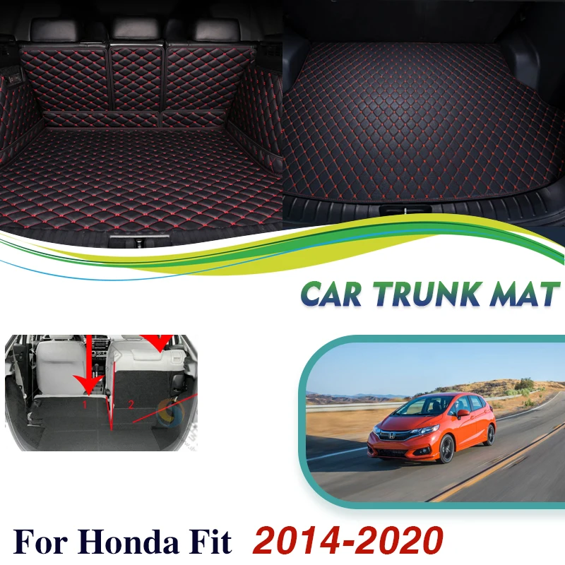 

Leather Car Trunk Matts For Honda Fit Jazz GK3 4 5 6 7 2014~2020 5seat Anti-dirty Pads Rear Cargo Tray Trunk Mat Car Accessories