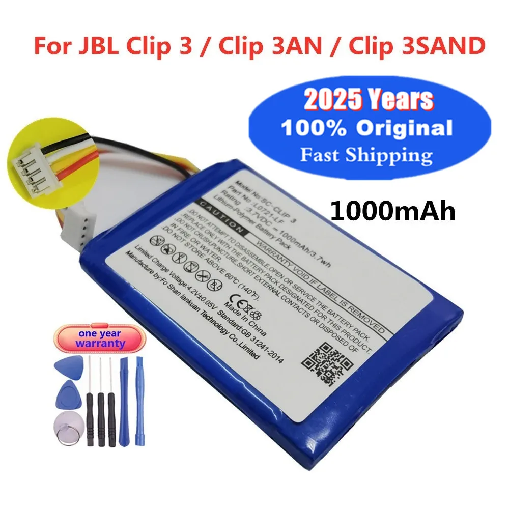 

Оригинальный аккумулятор для динамика 2025 для JBL Clip 3 Clip3 Clip 3AN Clip 3SAND L0721-LF, 1000 мАч, специальное издание, Bluetooth Audio Bateria