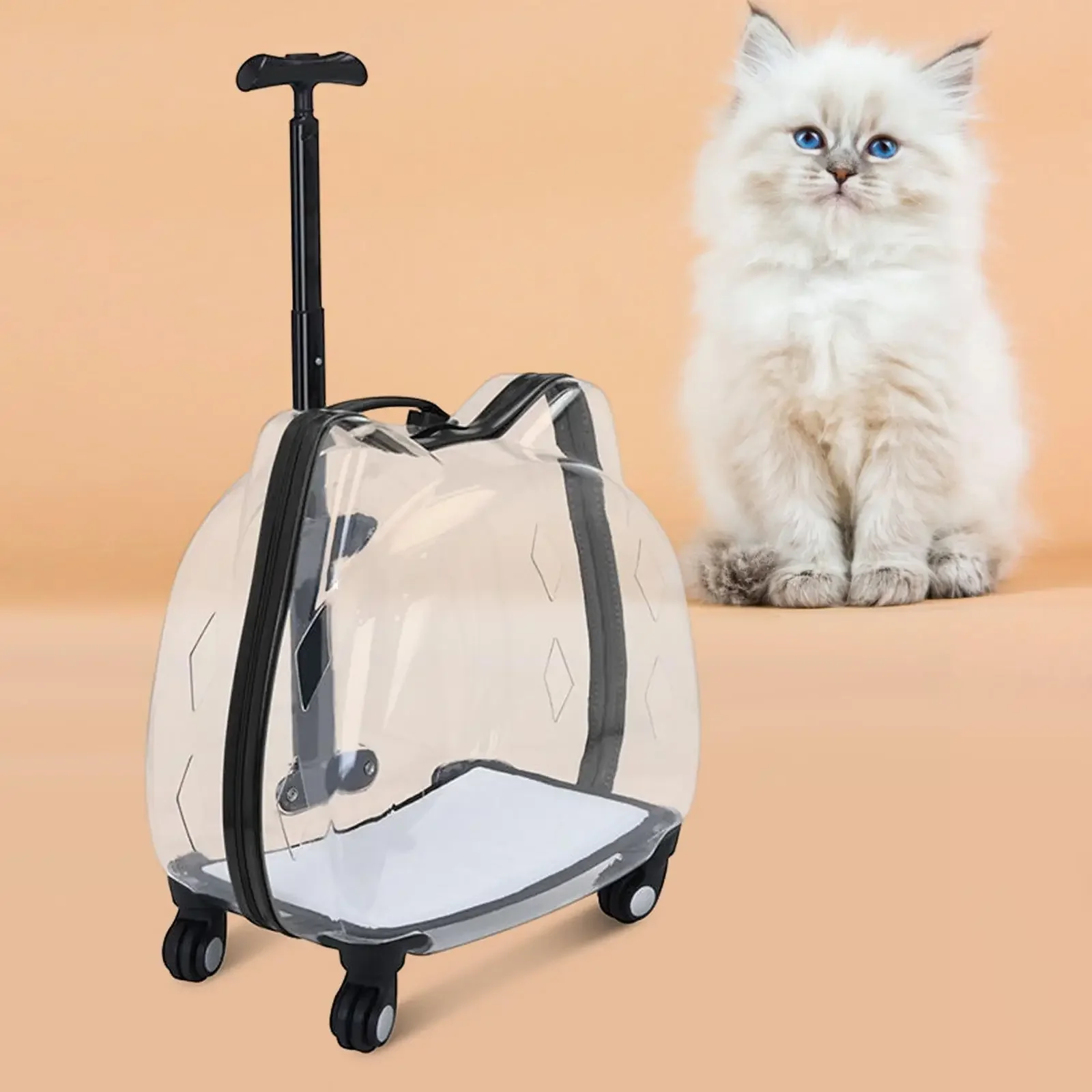 

Portable Trolley Case Carrier, Cat Bubbles Pet bag case, Transparent Breathable Cat Trolley, for Small Dogs and Cats