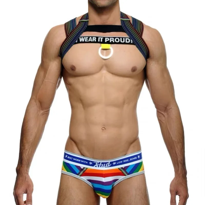 

Elastic Band Harness Men Sexy Shoulder Straps Chest Bondage Muscle Halter Belt Nightclub Dj Costume Accessories Clubwear XS3437