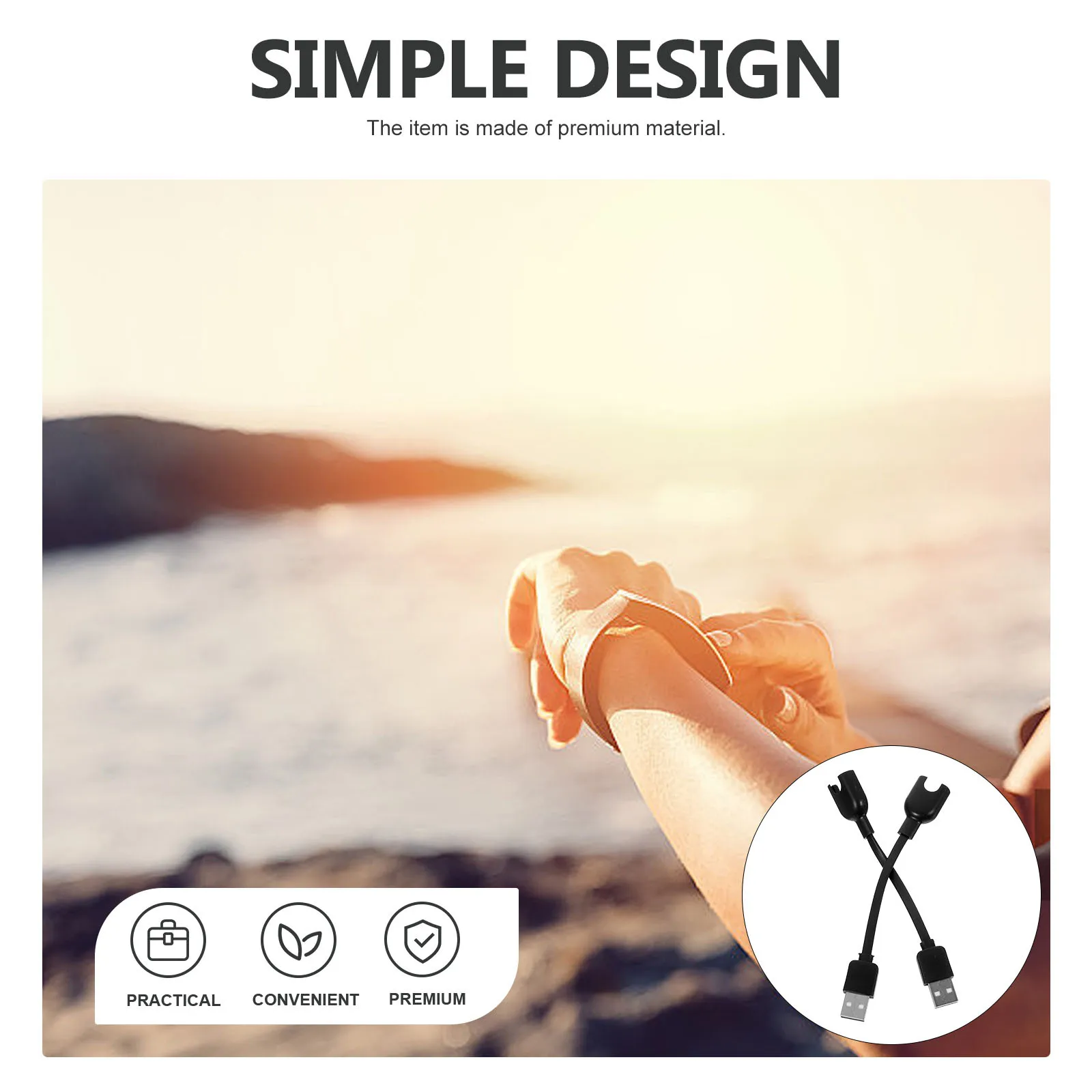 

2pcs Usb Charging Cable For 3 Fast Charge Copper Wire No Heating Data Transfer Cord Smart Bracelet Cable