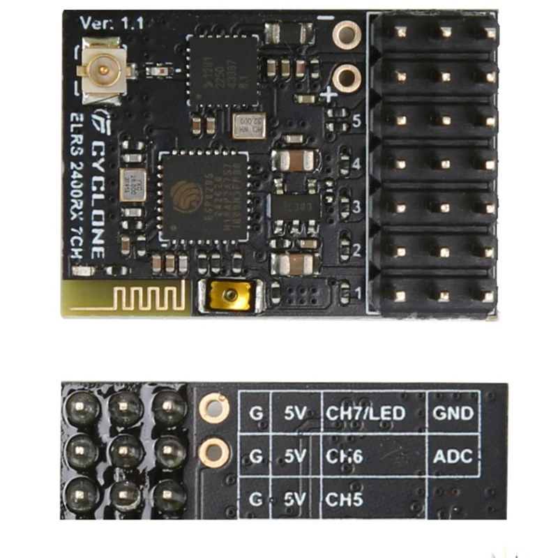Receptor RC FPV Drone Quadcopter, ELRS CYCLONE, 2.4G, PWM, 7CH Expressrs, RX 2400RX, PCB PWM CRSF