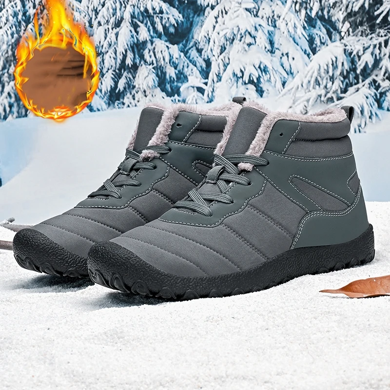 Golden Sapling Winter Thick Plush Warm Boots for Men Outdoor Breathable Comfy Coze Snow Boots Man Windproof Short Boot Shoes