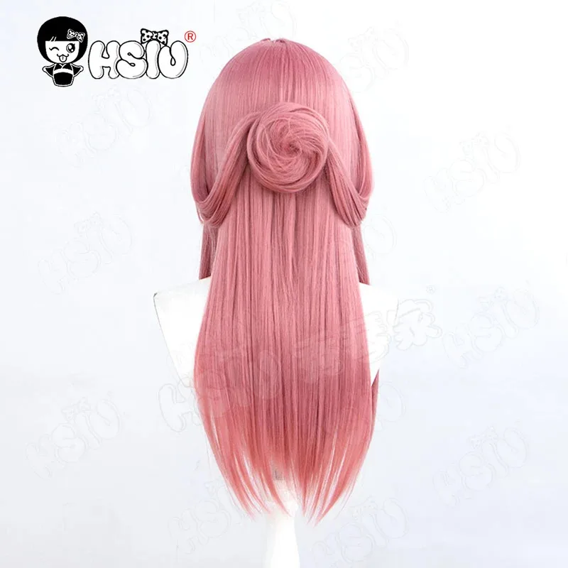 Peluca de Cosplay Rikuhachima Aru HSIU 60CM pelo largo rosa ahumado peluca sintética resistente al calor + gorro de peluca juego archivo azul peluca cosplay