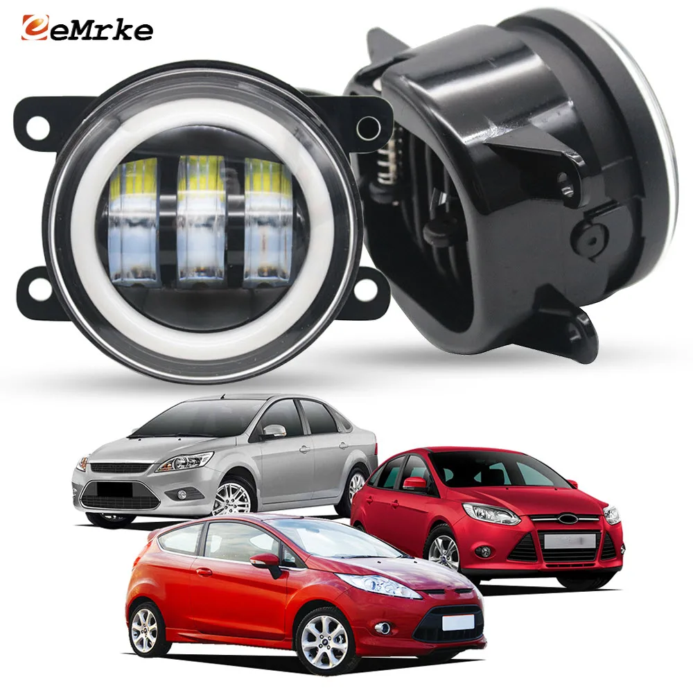 

Обновленный светодиодный противотуманный фонарь PTF для Ford Focus 2/3 Fiesta 2008 2009 2010 2011 2012, указатель поворота Halo White Angel Eye DRL Ring