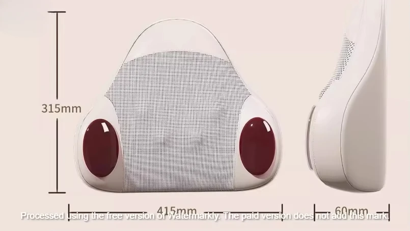 White Massage Lumbar Support [plug-in Model] Warm Compress, Side Buttons, Forward and Reverse Kneading