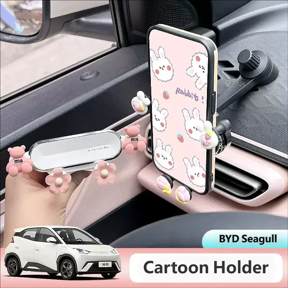 Suporte de Celular Multifuncional para Carro BYD Seagull, Estilo Cartoon, Suporte de Celular com Ventosa para Carro, Suporte de Navegação para Interio