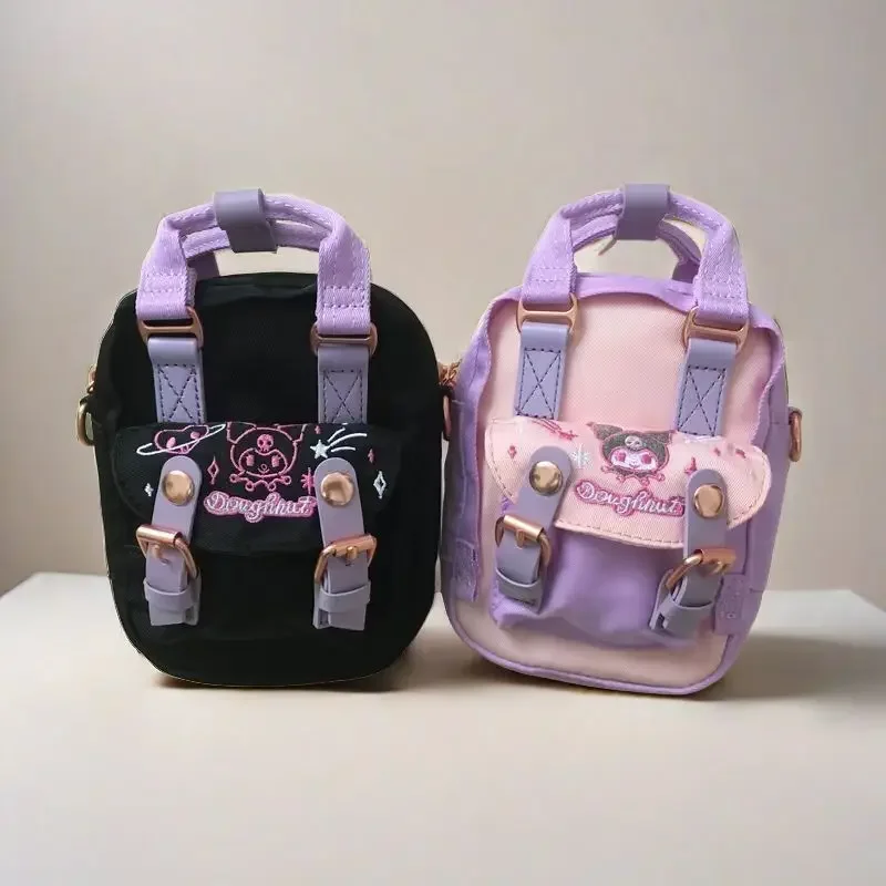 

Детский рюкзак в стиле аниме Kuromi Cinnamoroll, новая мини-сумка через плечо, нейлоновая студенческая милая сумка на плечо, школьная сумка, подарок для девочки