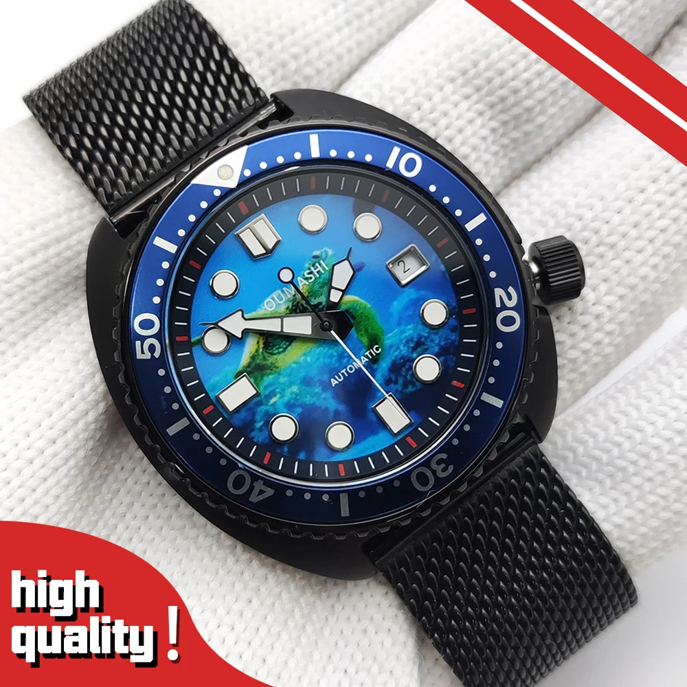 Men's sports diving watch NH35 automatic mechanical Luminous waterproof Braided steel strip Turtle style