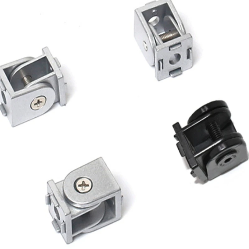 Pivot joint 2020 right-angle connector with cast aluminum fittings is used for V-groove T-groove aluminum profiles.